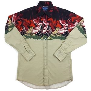 Vintage Wrangler Horse Pearl Snap Western Shirt